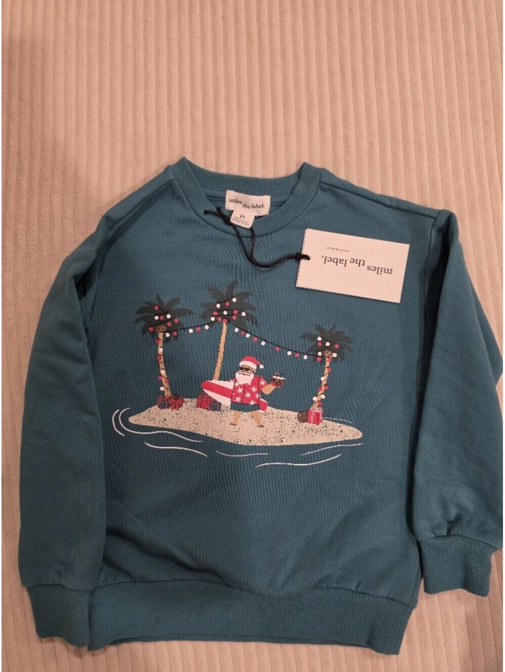 Miles The Label Teal Kids Holiday Island Sweatshirt - Size 5B
